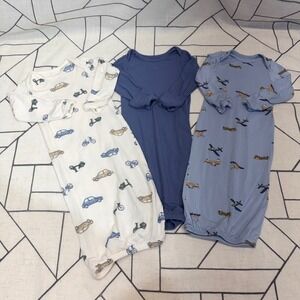 Carters PurelySoft Baby Sleep Gowns 3 Pack Newborn 3M Cars Planes Blue Ivory